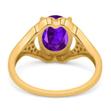 Oval Art Deco Wedding Engagement Bridal Ring Simulated Cubic Zirconia 925 Sterling Silver