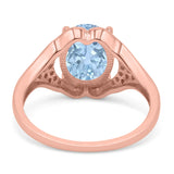 Oval Art Deco Wedding Engagement Bridal Ring Simulated Cubic Zirconia 925 Sterling Silver