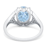 Oval Art Deco Wedding Engagement Bridal Ring Simulated Cubic Zirconia 925 Sterling Silver