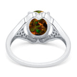 Oval Art Deco Wedding Engagement Bridal Ring Simulated Cubic Zirconia 925 Sterling Silver