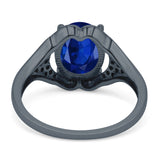 Oval Art Deco Wedding Engagement Bridal Ring Simulated Cubic Zirconia 925 Sterling Silver