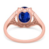 Oval Art Deco Wedding Engagement Bridal Ring Simulated Cubic Zirconia 925 Sterling Silver