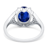 Oval Art Deco Wedding Engagement Bridal Ring Simulated Cubic Zirconia 925 Sterling Silver