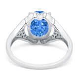 Oval Art Deco Wedding Engagement Bridal Ring Simulated Cubic Zirconia 925 Sterling Silver