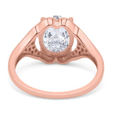 Oval Art Deco Wedding Engagement Bridal Ring Simulated Cubic Zirconia 925 Sterling Silver