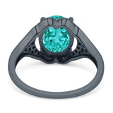 Oval Art Deco Wedding Engagement Bridal Ring Simulated Cubic Zirconia 925 Sterling Silver