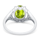 Oval Art Deco Wedding Engagement Bridal Ring Simulated Cubic Zirconia 925 Sterling Silver