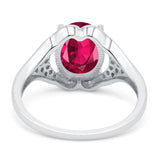 Oval Art Deco Wedding Engagement Bridal Ring Simulated Cubic Zirconia 925 Sterling Silver