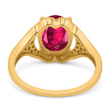 Oval Art Deco Wedding Engagement Bridal Ring Simulated Cubic Zirconia 925 Sterling Silver