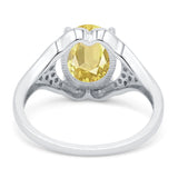 Oval Art Deco Wedding Engagement Bridal Ring Simulated Cubic Zirconia 925 Sterling Silver