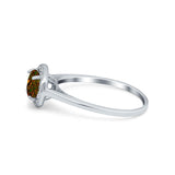 Halo Wedding Bridal Ring Round Simulated Cubic Zirconia 925 Sterling Silver