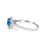 Halo Wedding Bridal Ring Round Simulated Cubic Zirconia 925 Sterling Silver