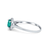 Halo Wedding Bridal Ring Round Simulated Cubic Zirconia 925 Sterling Silver