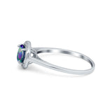 Halo Wedding Bridal Ring Round Simulated Cubic Zirconia 925 Sterling Silver