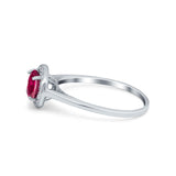 Halo Wedding Bridal Ring Round Simulated Cubic Zirconia 925 Sterling Silver