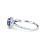 Halo Wedding Bridal Ring Round Simulated Cubic Zirconia 925 Sterling Silver