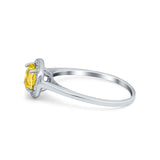 Halo Wedding Bridal Ring Round Simulated Cubic Zirconia 925 Sterling Silver