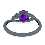 Art Deco Oval Wedding Engagement Bridal Ring Simulated Cubic Zirconia 925 Sterling Silver