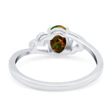 Art Deco Oval Wedding Engagement Bridal Ring Simulated Cubic Zirconia 925 Sterling Silver