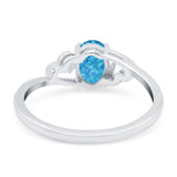 Art Deco Oval Wedding Engagement Bridal Ring Simulated Cubic Zirconia 925 Sterling Silver