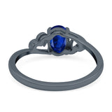 Art Deco Oval Wedding Engagement Bridal Ring Simulated Cubic Zirconia 925 Sterling Silver