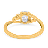 Art Deco Oval Wedding Engagement Bridal Ring Simulated Cubic Zirconia 925 Sterling Silver