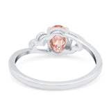 Art Deco Oval Wedding Engagement Bridal Ring Simulated Cubic Zirconia 925 Sterling Silver