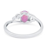 Art Deco Oval Wedding Engagement Bridal Ring Simulated Cubic Zirconia 925 Sterling Silver