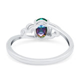 Art Deco Oval Wedding Engagement Bridal Ring Simulated Cubic Zirconia 925 Sterling Silver