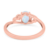 Art Deco Oval Wedding Engagement Bridal Ring Simulated Cubic Zirconia 925 Sterling Silver