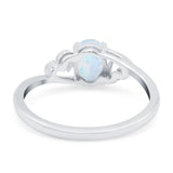 Art Deco Oval Wedding Engagement Bridal Ring Simulated Cubic Zirconia 925 Sterling Silver