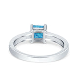 Solitaire Accent Fashion Ring Princess Cut Simulated Cubic Zirconia Created Opal 925 Sterling Silver