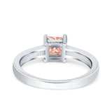 Solitaire Accent Fashion Ring Princess Cut Simulated Cubic Zirconia Created Opal 925 Sterling Silver