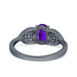 Fashion Heart Ring Oval Simulated Cubic Zirconia 925 Sterling Silver