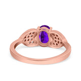 Fashion Heart Ring Oval Simulated Cubic Zirconia 925 Sterling Silver