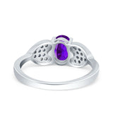 Fashion Heart Ring Oval Simulated Cubic Zirconia 925 Sterling Silver