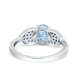 Fashion Heart Ring Oval Simulated Cubic Zirconia 925 Sterling Silver