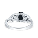 Fashion Heart Ring Oval Simulated Cubic Zirconia 925 Sterling Silver