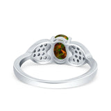 Fashion Heart Ring Oval Simulated Cubic Zirconia 925 Sterling Silver