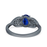 Fashion Heart Ring Oval Simulated Cubic Zirconia 925 Sterling Silver