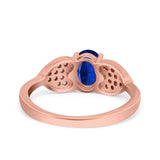 Fashion Heart Ring Oval Simulated Cubic Zirconia 925 Sterling Silver