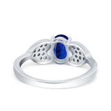 Fashion Heart Ring Oval Simulated Cubic Zirconia 925 Sterling Silver