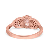 Fashion Heart Ring Oval Simulated Cubic Zirconia 925 Sterling Silver