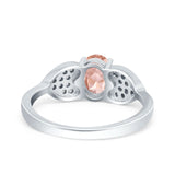 Fashion Heart Ring Oval Simulated Cubic Zirconia 925 Sterling Silver