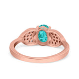 Fashion Heart Ring Oval Simulated Cubic Zirconia 925 Sterling Silver