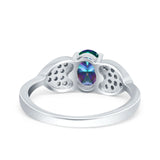 Fashion Heart Ring Oval Simulated Cubic Zirconia 925 Sterling Silver