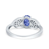 Fashion Heart Ring Oval Simulated Cubic Zirconia 925 Sterling Silver
