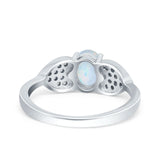 Fashion Heart Ring Oval Simulated Cubic Zirconia 925 Sterling Silver