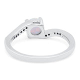 Swirl Lab Created Opal Wedding Ring Round Simulated Cubic Zirconia 925 Sterling Silver