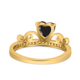 Heart Crown Ring Engagement Bridal Ring Round Simulated Cubic Zirconia 925 Sterling Silver